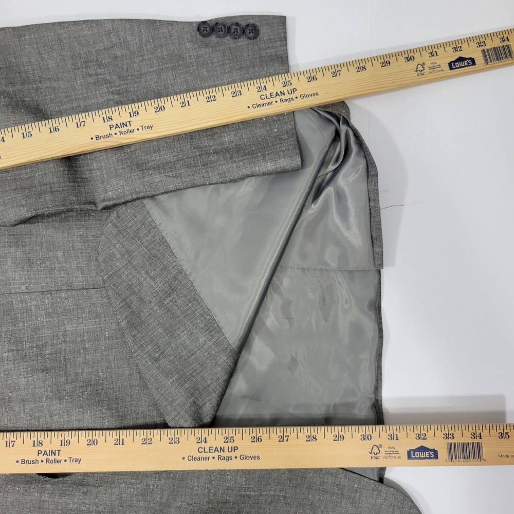 Calvin Klein‎ Men's Sport Coat Blazer Two Button Gray Herringbone Linen Wool 46R - Picture 5 of 15